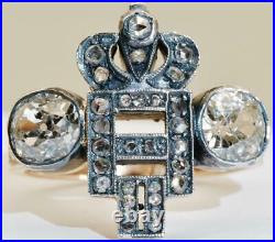 Imperial Russian Faberge 14k gold&3.8ct Diamonds award ring. Nicholas II monogram
