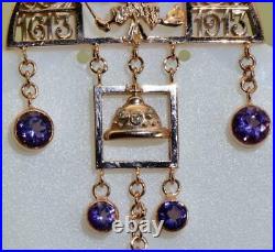 Imperial Russian Faberge 14k gold, Diamonds, Amethysts Romanov Tercentenary Brooch