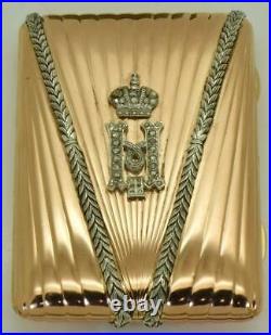 Imperial Russian Faberge 14k gold&Diamonds cigarette case awarded by Nicholas II
