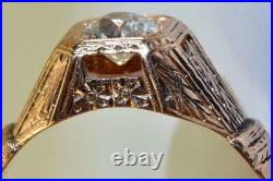 Imperial Russian Faberge 18k red gold & 0.7ct Diamond ring c1911. Original box