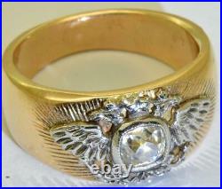 Imperial Russian Faberge 56 gold&0.60ct Diamond award officer's ring c. 1890s. Box