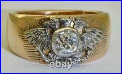 Imperial Russian Faberge 56 gold&0.60ct Diamond award officer's ring c. 1890s. Box