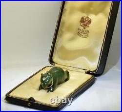Imperial Russian Faberge Bear Figure Jewelled Nephrite Gold 1ct Diamond Ruby