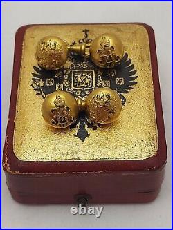 Imperial Russian Faberge Cufflinks Gild Silver Monogram Nicholas II