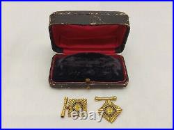 Imperial Russian Faberge Cufflinks Gilded Silver Enamel Order of St. George