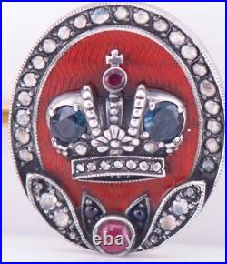 Imperial Russian Faberge Cufflinks Gold Enamel Diamond Sapphire-Award by Tsar