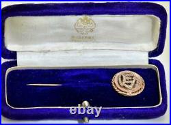 Imperial Russian Faberge Diplomatic award Gold&Diamonds Crown lapel pin c1915