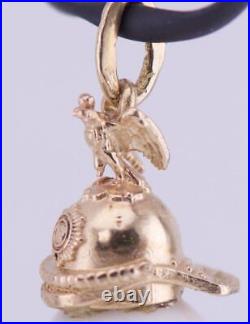 Imperial Russian Faberge Easter Egg Pendant 14k Gold Agate Guard Helmet Boxed