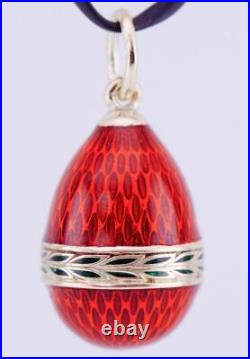 Imperial Russian Faberge Easter Egg Pendant 14k Gold and Enamel Boxed c1890's