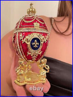 Imperial Russian Faberge Egg Jewelry box Mothers Day Imperial Lion egg trinket