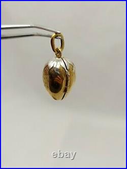 Imperial Russian Faberge Gilded Silver Strawberry Locket Egg Pendant