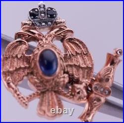 Imperial Russian Faberge Gold Diamond Sapphire Eagle Cufflinks-General Timofeev