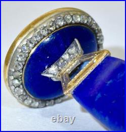 Imperial Russian Faberge Gold Enamel Diamond Lapis-Lazuli Seal Henrik Wigstrom
