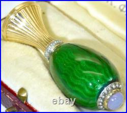 Imperial Russian Faberge Gold Enamel Diamonds Agate Seal by Michael Perkhin-Box