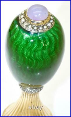 Imperial Russian Faberge Gold Enamel Diamonds Agate Seal by Michael Perkhin-Box