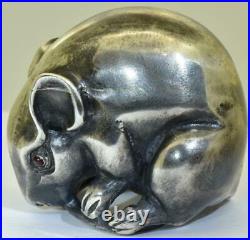 Imperial Russian Faberge Jewelled Silver Gold Rubies Mouse Figurine Paperweight