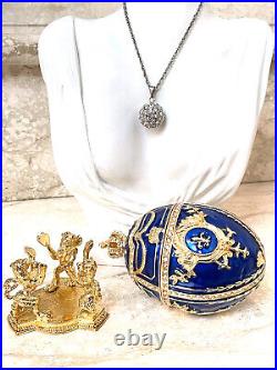 Imperial Russian Faberge Silver Faberge Jewelry Diamond SET