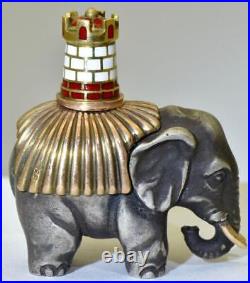 Imperial Russian Faberge Silver Gold Enamel Elephant Figurine by Michael Perkhin