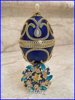 Imperial Russian Faberge egg Music box PLUS Sapphire Faberge Necklace 24K GOLD