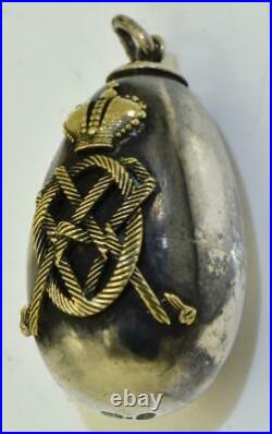 Imperial Russian Faberge silver&gold Easter Egg pendant c1880. Empress Maria