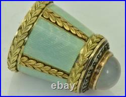 Imperial Russian Faberge varicolor 14k gold, enamel&Diamond Thimble by H. Wigstrom