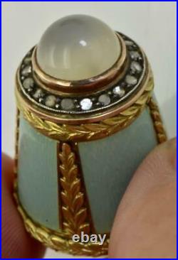 Imperial Russian Faberge varicolor 14k gold, enamel&Diamond Thimble by H. Wigstrom