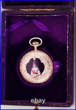 Imperial Russian Gold Enamel LePare Pocket Watch-Awarded by Empress Alexandra