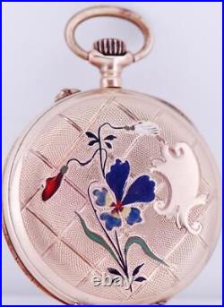 Imperial Russian Gold Enamel Pocket Watch and Box-Awarded by Empress Alexandra
