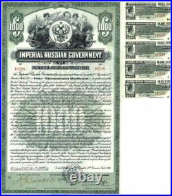 Imperial Russian Government $1,000 5 1/2% Uncanceled Gold Bond Russian Bonds