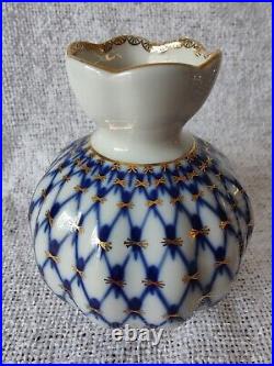 Imperial Russian Lomonosov Porcelain Cobalt 8oz Teapot, Egg with Stand & Vase