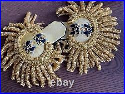 Imperial Russian Navy Vice-Admiral pair of parade gold eupallets 2 eagles TOP