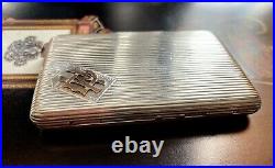 Imperial Russian Silver Cigarette Case With 10k Gold Application Circa 19th Cen