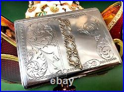 Imperial Russian Silver Cigarette Case With 14k Gold Application Circa 20th Cen