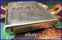 Imperial Russian Silver Cigarette Case With 14k Gold Application Circa 20th Cen