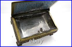 Imperial Russian Solid Brass Trinket Box With Wood And Metal Interior