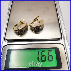 Imperial Soviet Vintage Earrings Gold 585 Handmade Marked Russia Jewelry 1,66g