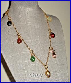 Joan Rivers Necklace Russian Imperial Jeweled Egg Style Charms on Chain 20 L