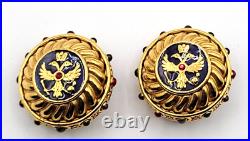 Joan Rivers Russian Imperial Regal Eagle Clip On Earrings Gold Tone Signed