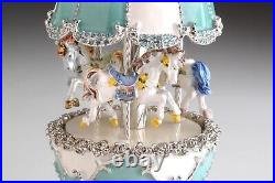 Keren Kopal Blue Carousel Egg with Royal Horses Decorated with Austrian Crystals