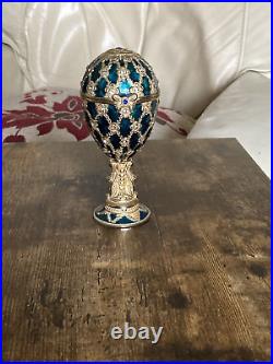 Krischerco Imperial Egg Emerald Green Enamel & Gold Fabergé Music Trinket Box