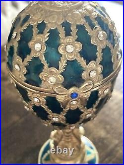 Krischerco Imperial Egg Emerald Green Enamel & Gold Fabergé Music Trinket Box