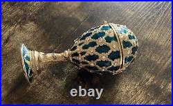 Krischerco Imperial Egg Emerald Green Enamel & Gold Fabergé Music Trinket Box