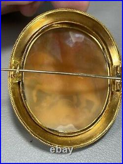 Large Top Quality Antique Imperial Russian 14k Gold Carved Saint George Cameo