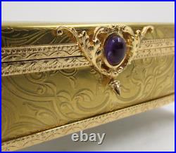 Limoges Faberge Imperial Collection Box, 24K Gold Plated withAmethyst Cabochon