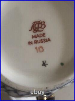 Limonosov Imperial Russian Porcelain Lfz Cobalt Net Lidded Sugar Bowl 22k Gold