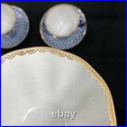 Lomonosov Imperial Porcelain Cobalt Net 4 Teacups and Saucers