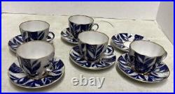 Lomonosov Imperial Porcelain Russian Tea Set- WithGold Trim Winter Nights