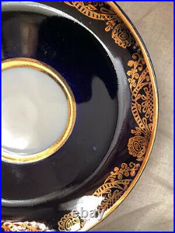 Lomonosov Russian Set Of 6 Tea Cups & Saucers Cobalt Blue Gold Filigree USSR
