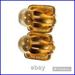 MET Russian Imperial 14k Gold Overlay Enamel Swarovski Clip Earrings Faberge