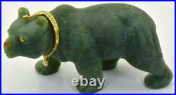 MUSEUM Imperial Russian Faberge jewelled Nephrite, gold&2ct Diamonds Bear figure